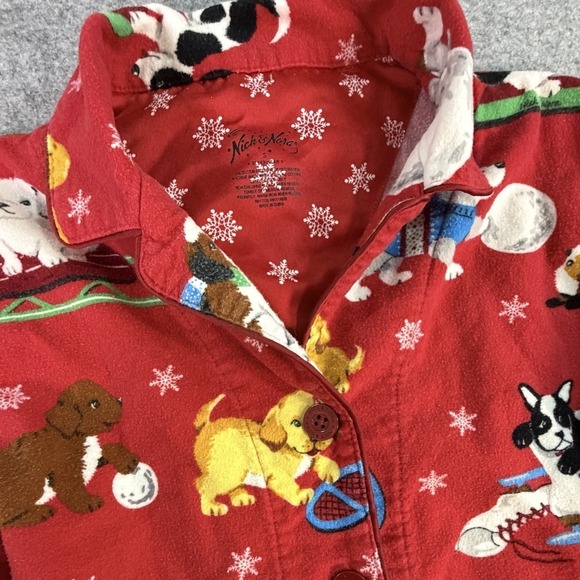 Nick & Nora Other - Nick & Nora Women's Red Puppy Dog Snowflake‎ Pajama Top Sleepwear Size Small